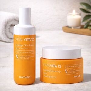 TonyMoly Vital Vita 12 Cleansing Balm + Toner 2pc K-Beauty Skincare Set